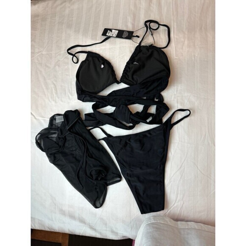 Cut Detail Waist Tie Bikini Cover Up 3 Piece Bikini set Size M‎ RefN02 - Picture 8 of 8